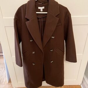 Petite Topshop Chocolate Brown double breasted coat
